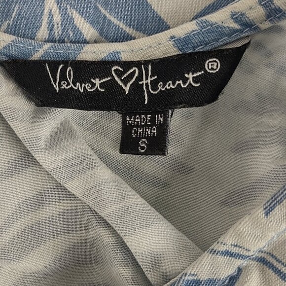 Velvet Heart Palm Leaf Print Light Blue And Blue With Pockets Shift Dress Size S - Picture 9 of 10